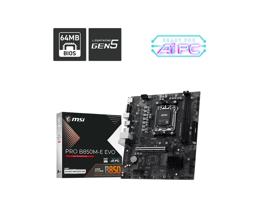 MSI PRO B850M-E EVO DDR5 ANAKART 8200MHz(OC)