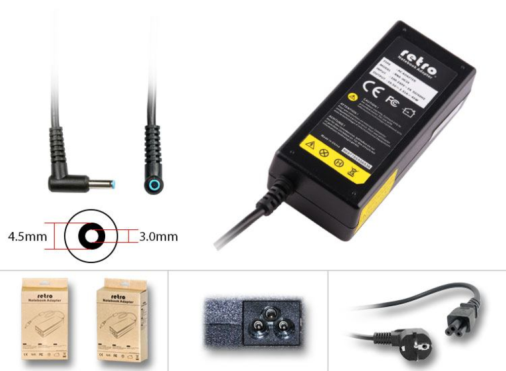 RETRO Hp Compaq 45W Pinli Uç 4.5mm Notebook Ultrabook Adaptör RNA-HC14