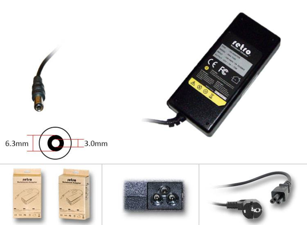 RETRO Toshiba Dynabook 15V 5A 75W PA3378E-3AC3 Notebook Adaptör RNA-TS02