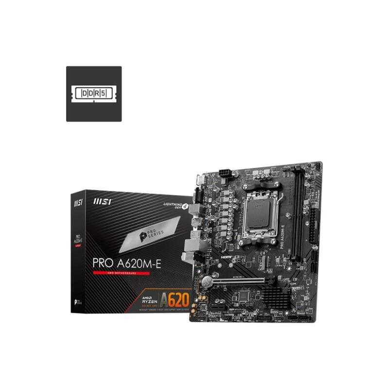 MSI PRO A620M-E AMD A620 AM5 SOKET DDR5 6000(OC)MHz HDMI VGA mATX