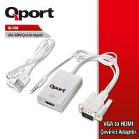 QPORT Q-VH VGA TO HDMI ÇEVİRİCİ + SES KABLOSU