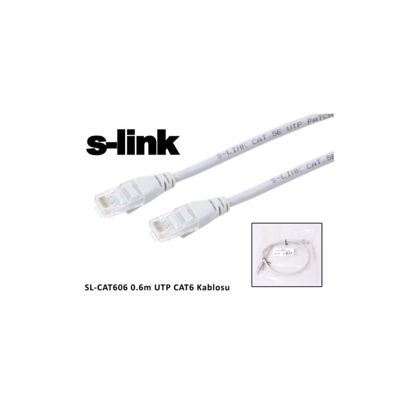 S-Link SL-CAT606 CAT6 Kablo 0,6 Metre Gri